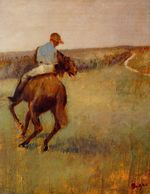 Jockey in Blue on a Chestnut Horse 1889